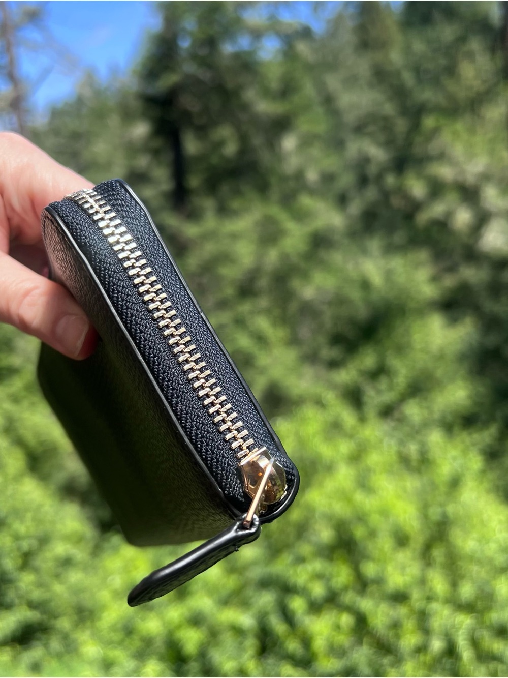 COACH Long Zip-Around Navy Pebble Leather Wallet with Gold Hardware AUTHENTIC - Picture 8 of 10